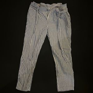 Blue and white striped pants